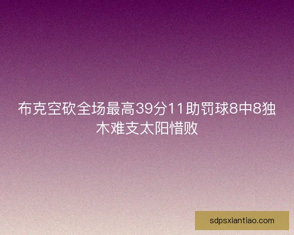 布克空砍全场最高39分11助罚球8中8独木难支太阳惜败