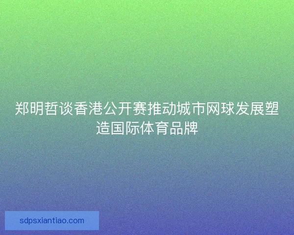 郑明哲谈香港公开赛推动城市网球发展塑造国际体育品牌