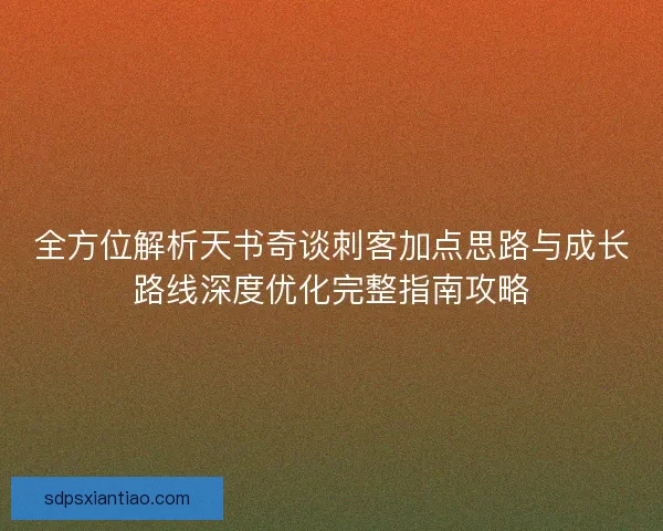 全方位解析天书奇谈刺客加点思路与成长路线深度优化完整指南攻略