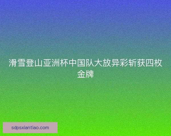 滑雪登山亚洲杯中国队大放异彩斩获四枚金牌