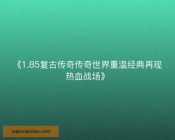 《1.85复古传奇传奇世界重温经典再现热血战场》